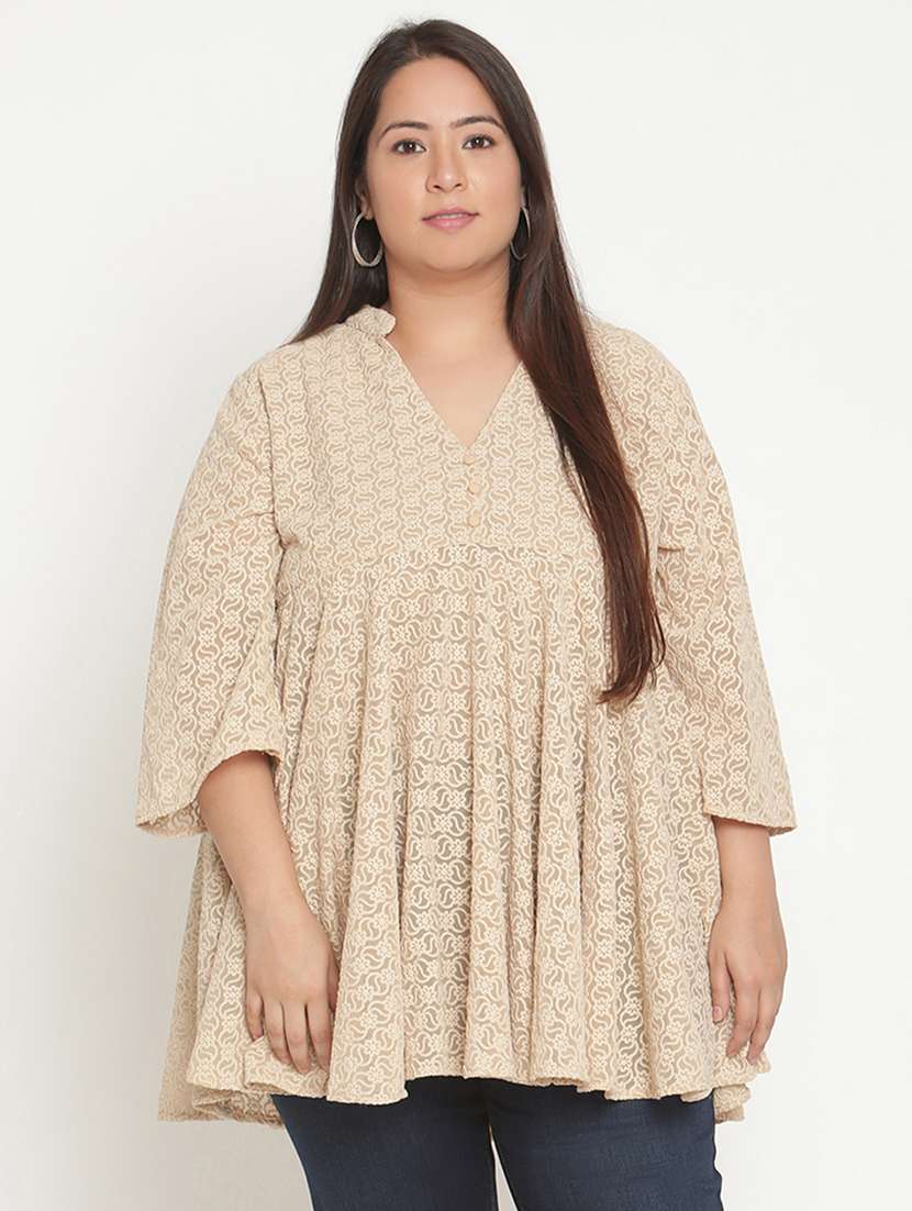 Women's Peplum Mandarin Neck Top