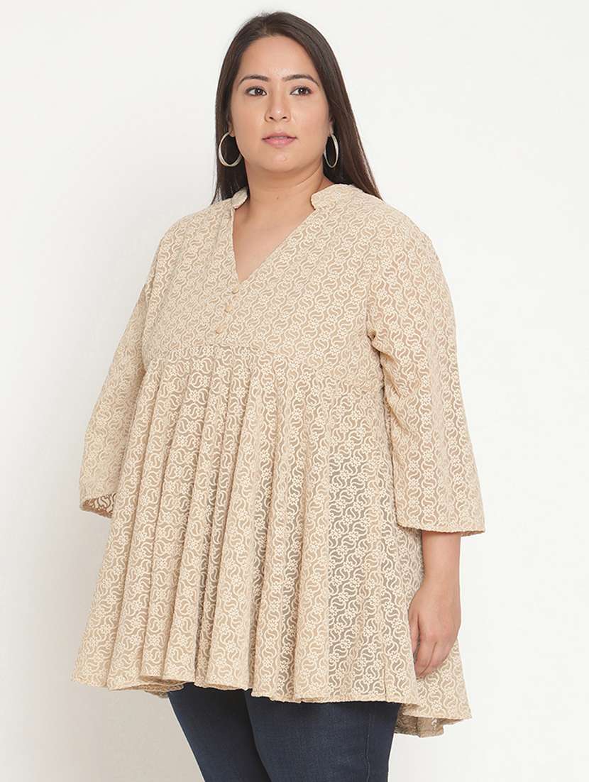 Women's Peplum Mandarin Neck Top