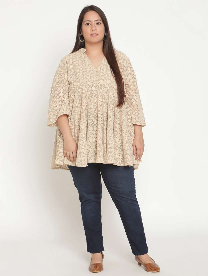 Women's Peplum Mandarin Neck Top