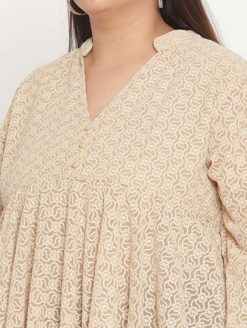 Women's Peplum Mandarin Neck Top