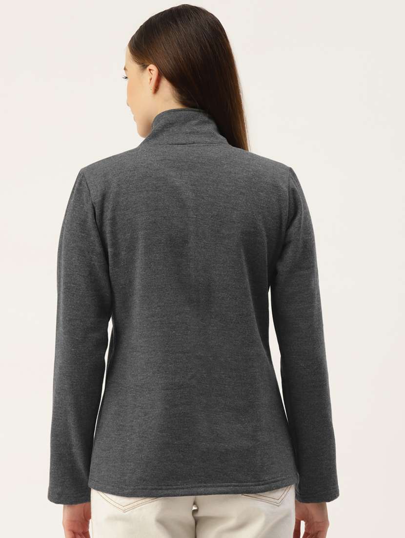 stand collar solid sweatshirt - 18267734 -  Standard Image - 2