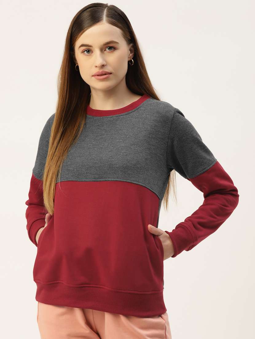 round neck color block sweatshirt