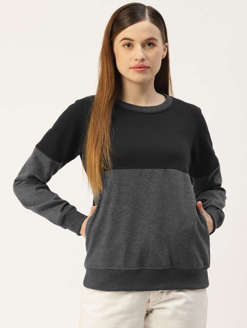 round neck color block sweatshirt