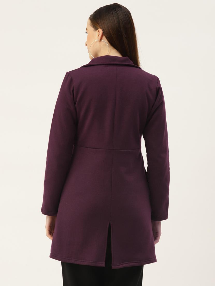 lapel neck solid regular coat - 18267896 - Standard Image - 2