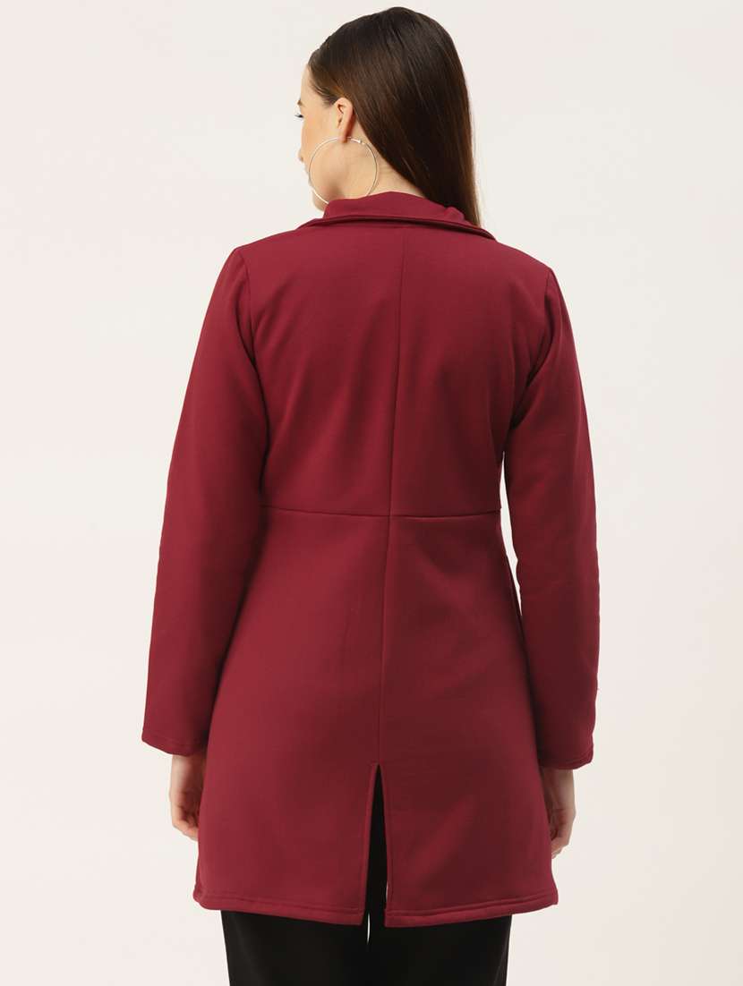 lapel neck solid regular coat - 18267908 - Standard Image - 2