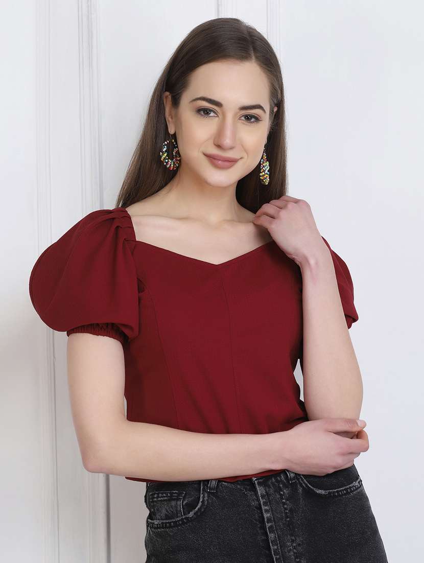 women's crop sweetheart neck top