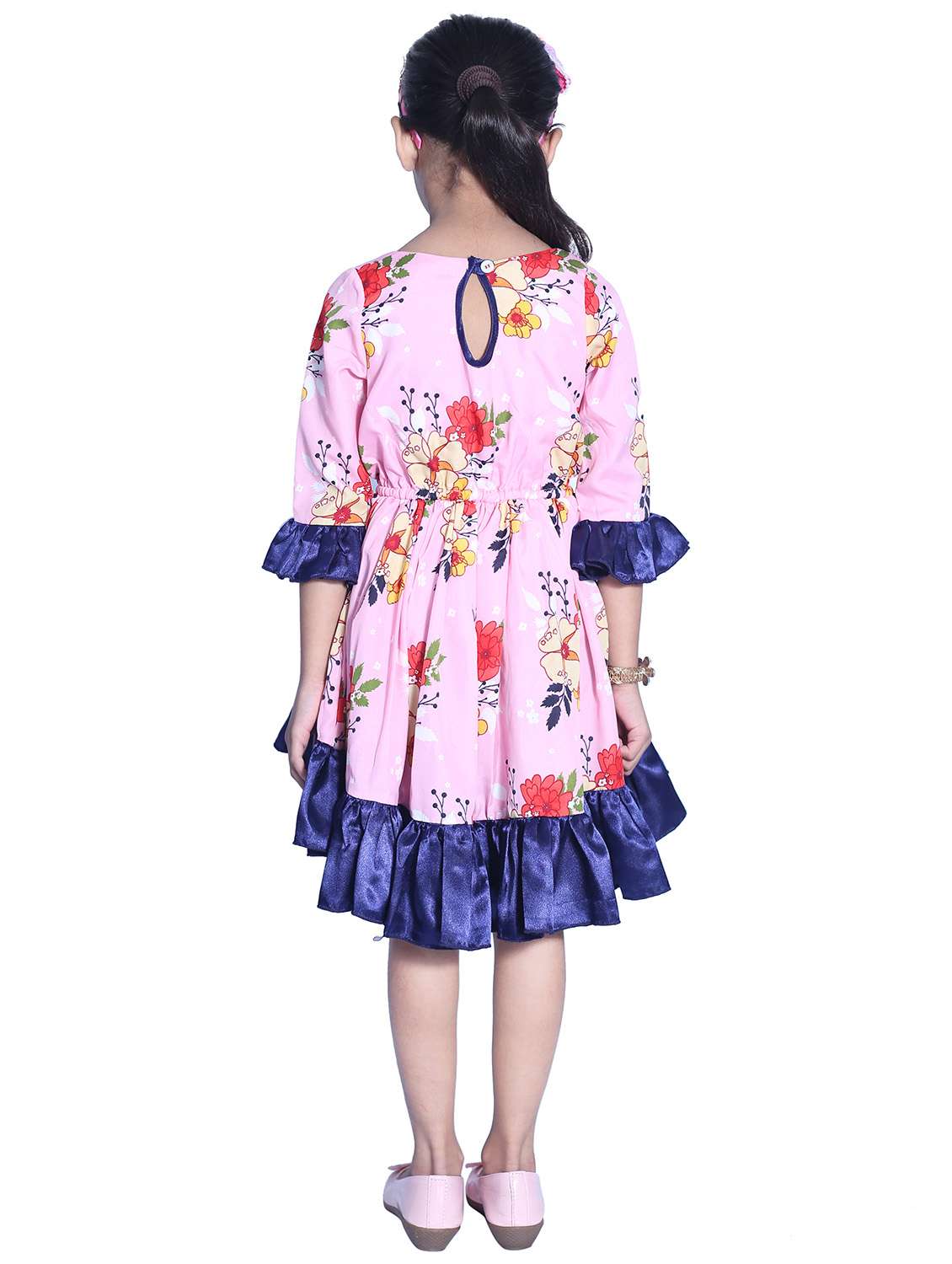 girls round neck bell sleeve frock - 18269569 - Standard Image - 2
