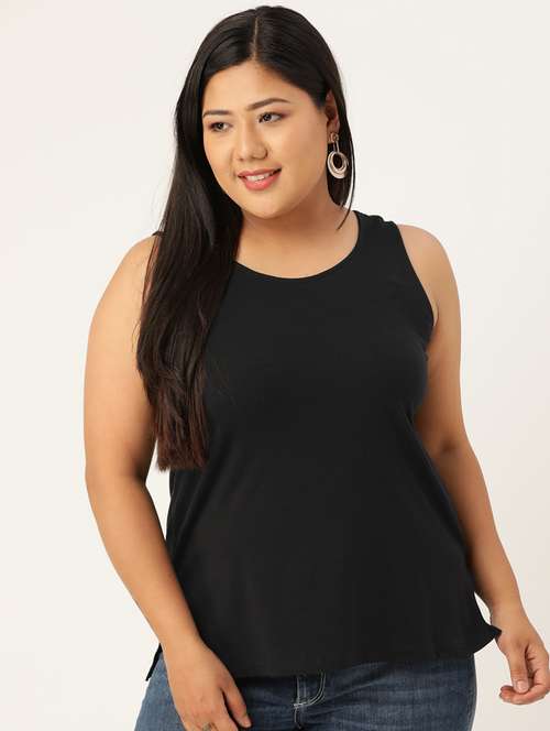 round neck solid plus camisole