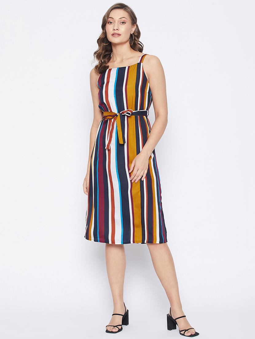 tie front striped a-line dress - 18270091 - Zoom Image - 0