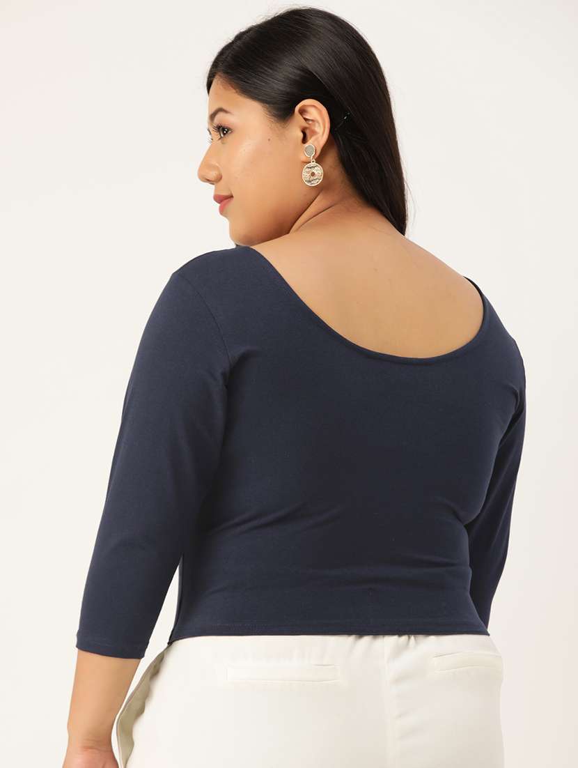women's crop round neck top - 18270538 - Standard Image - 2