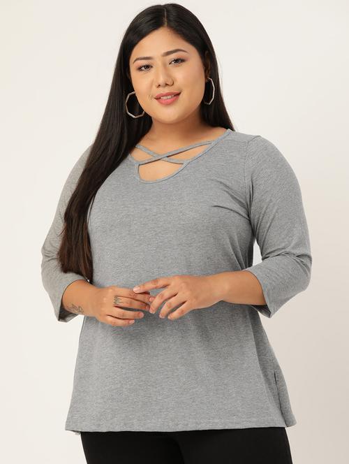 women's straight x neck top - 18270564 -  Standard Image - 0