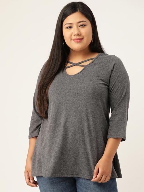 women's a line x neck top - 18270566 -  Standard Image - 0