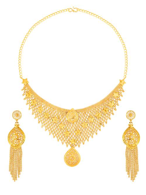 gold plated necklaces and earring - 18270833 - Standard Image - 0