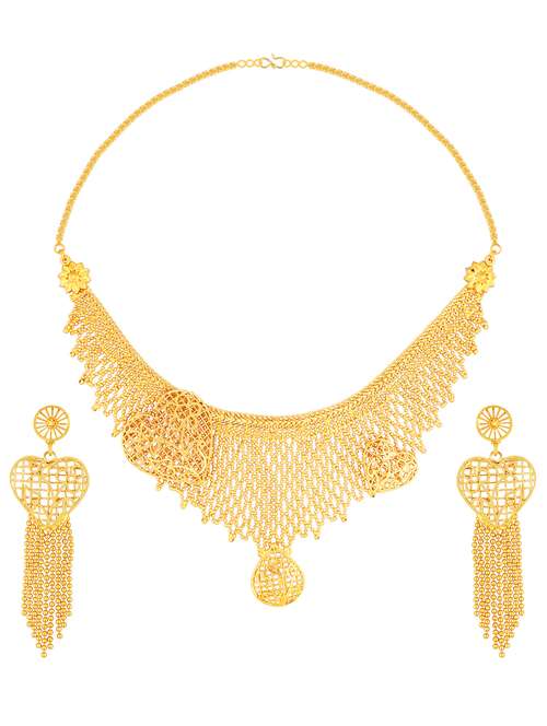 gold plated necklaces and earring - 18270834 - Standard Image - 0