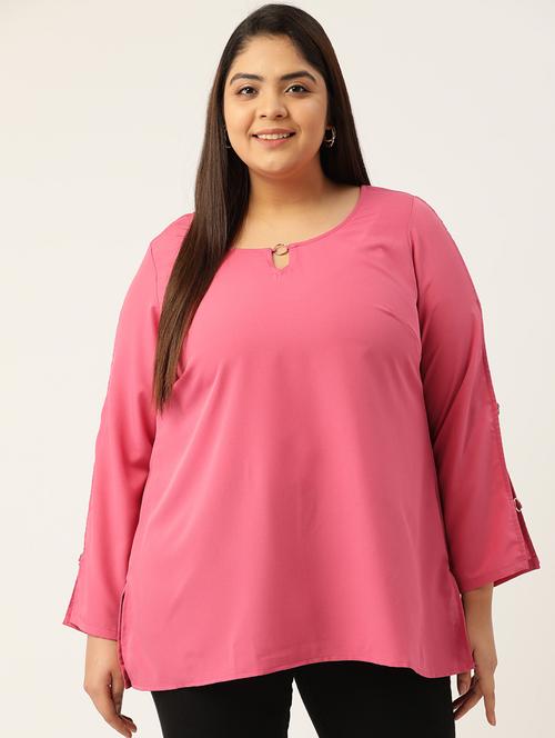 women's a line key hole neck top - 18271867 - Standard Image - 0