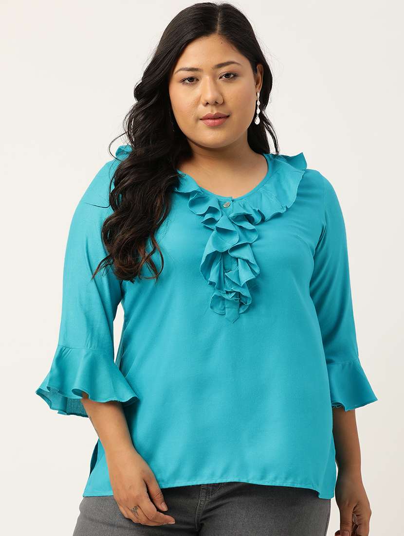 women's ruffle v neck top