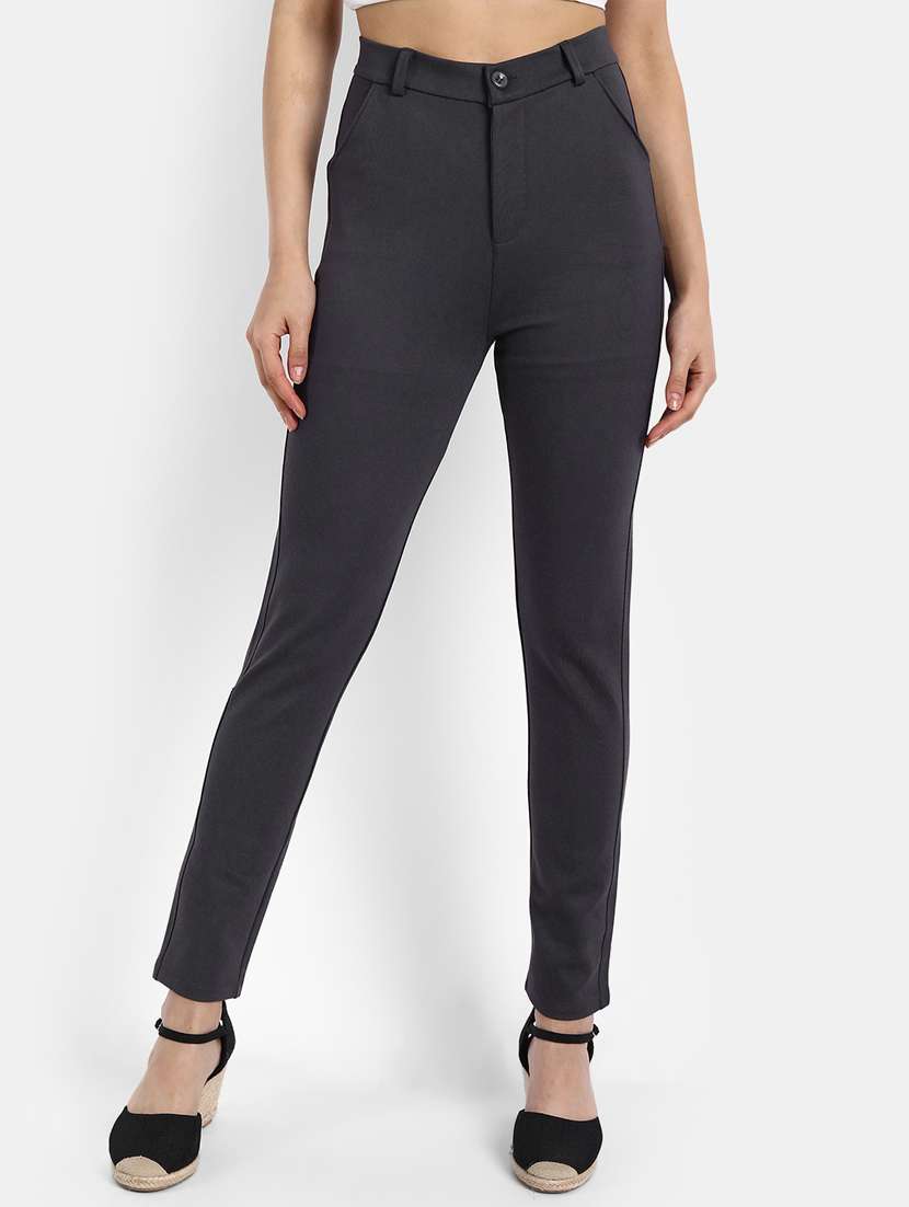 high rise flat front trouser