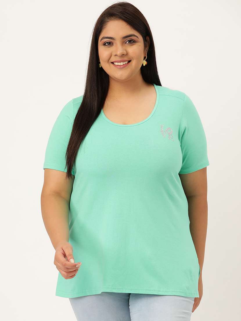 women's plain round neck t-shirt - 18272469 -  Zoom Image - 0