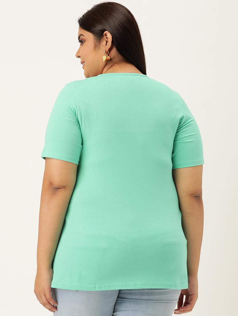 women's plain round neck t-shirt - 18272469 - Standard Image - 2