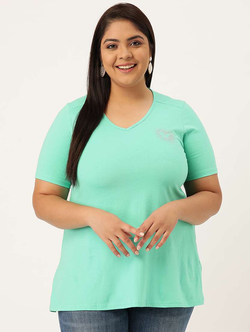 women's plain v neck t-shirt - 18272580 - Zoom Image - 0