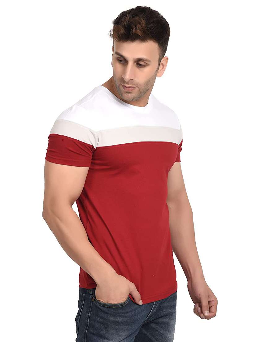 men color block short sleeve slim fit t-shirt