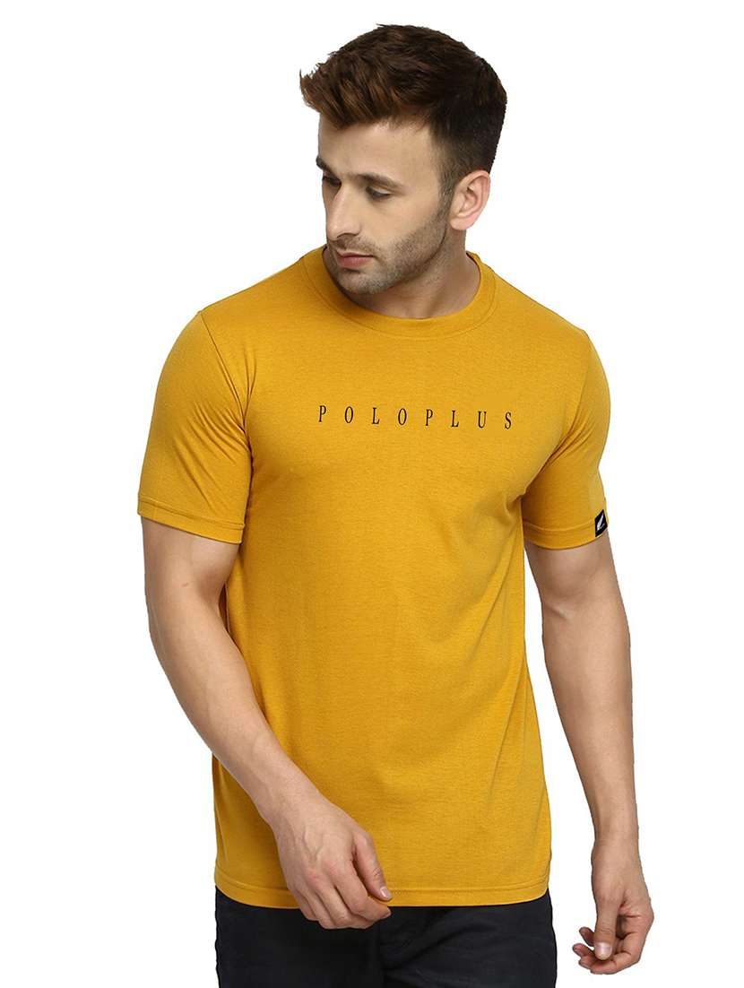yellow chest printed t-shirt
