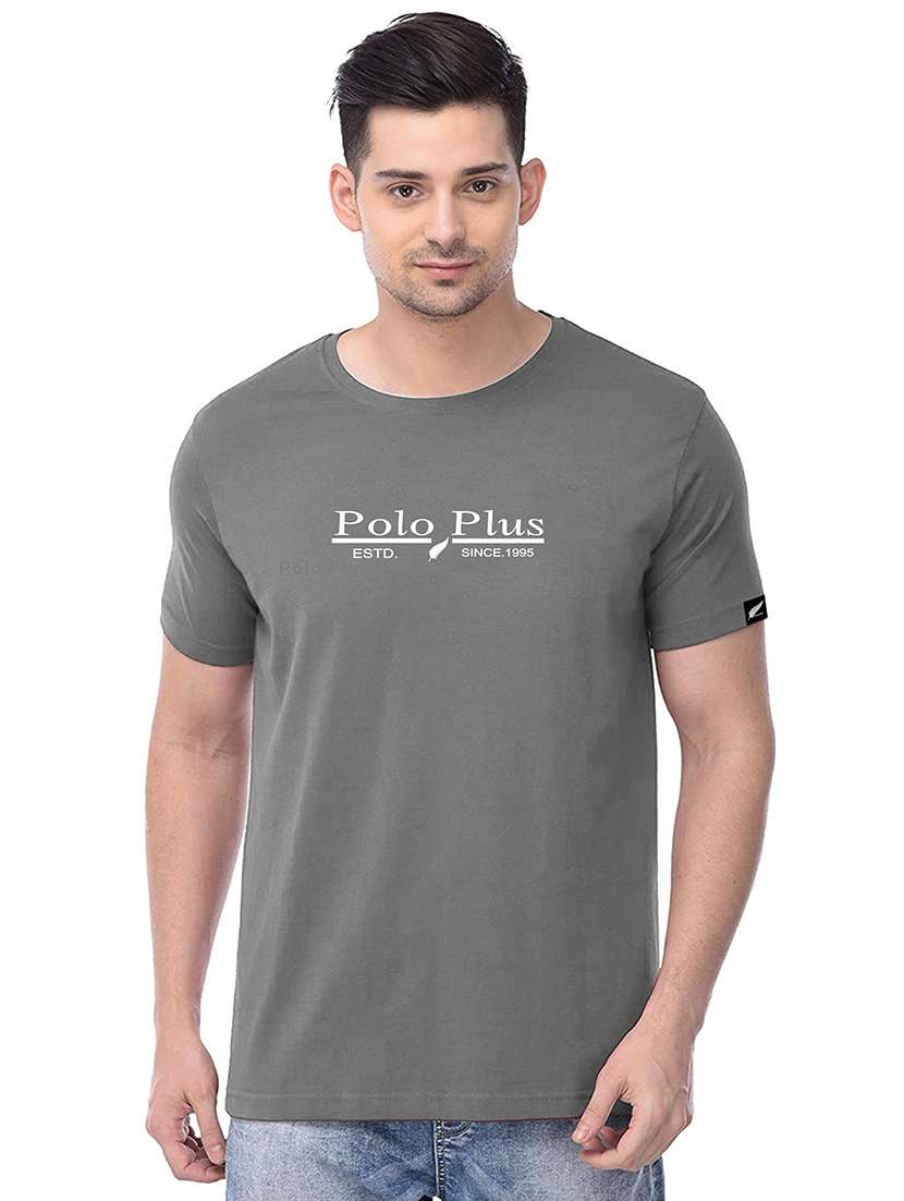 grey chest printed t-shirt