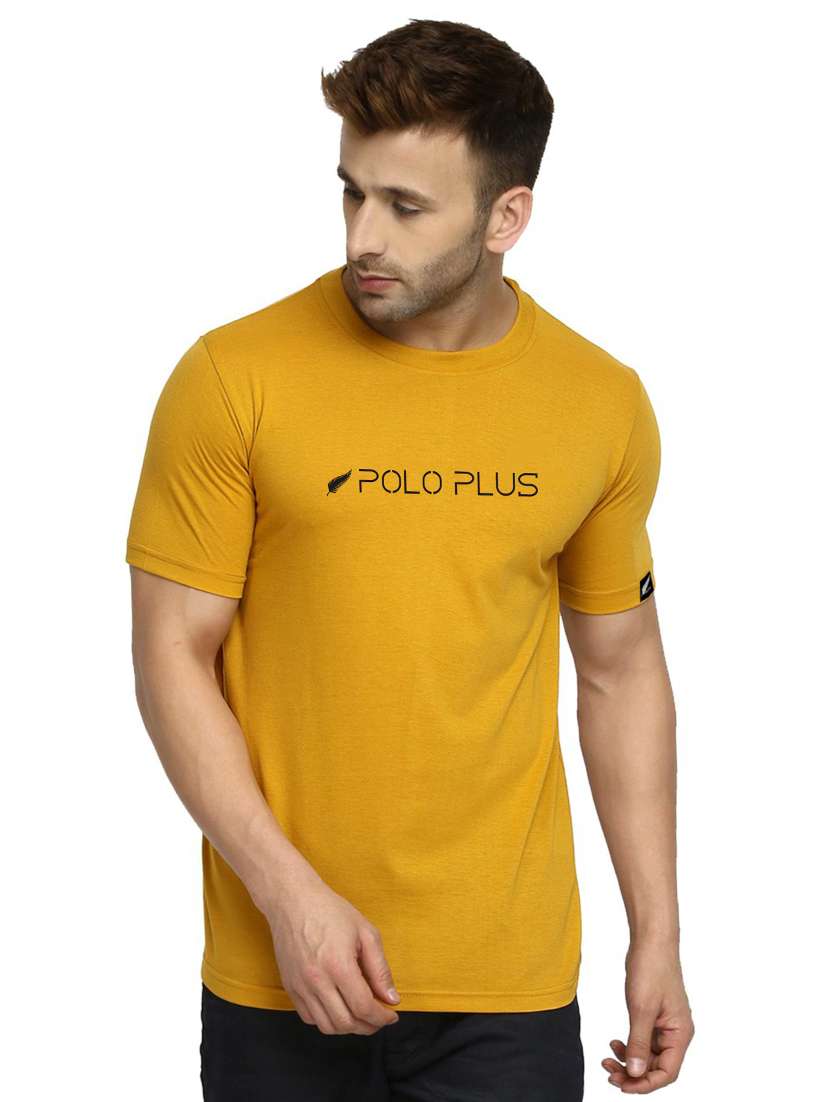 mustard chest printed t-shirt