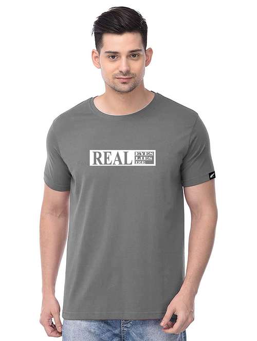 men grey chest printed t-shirt - 18272733 - Standard Image - 0