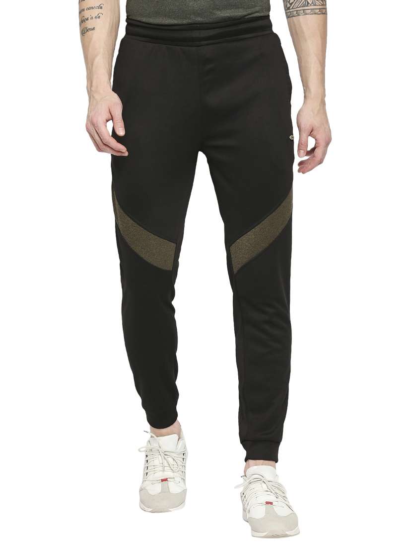 black color-blocked joggers track pant