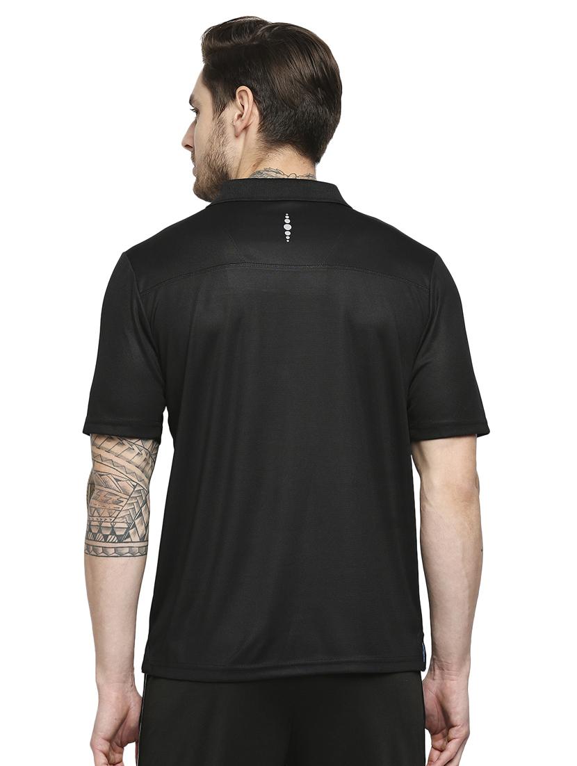 black solid polo t-shirt - 18273668 - Standard Image - 2