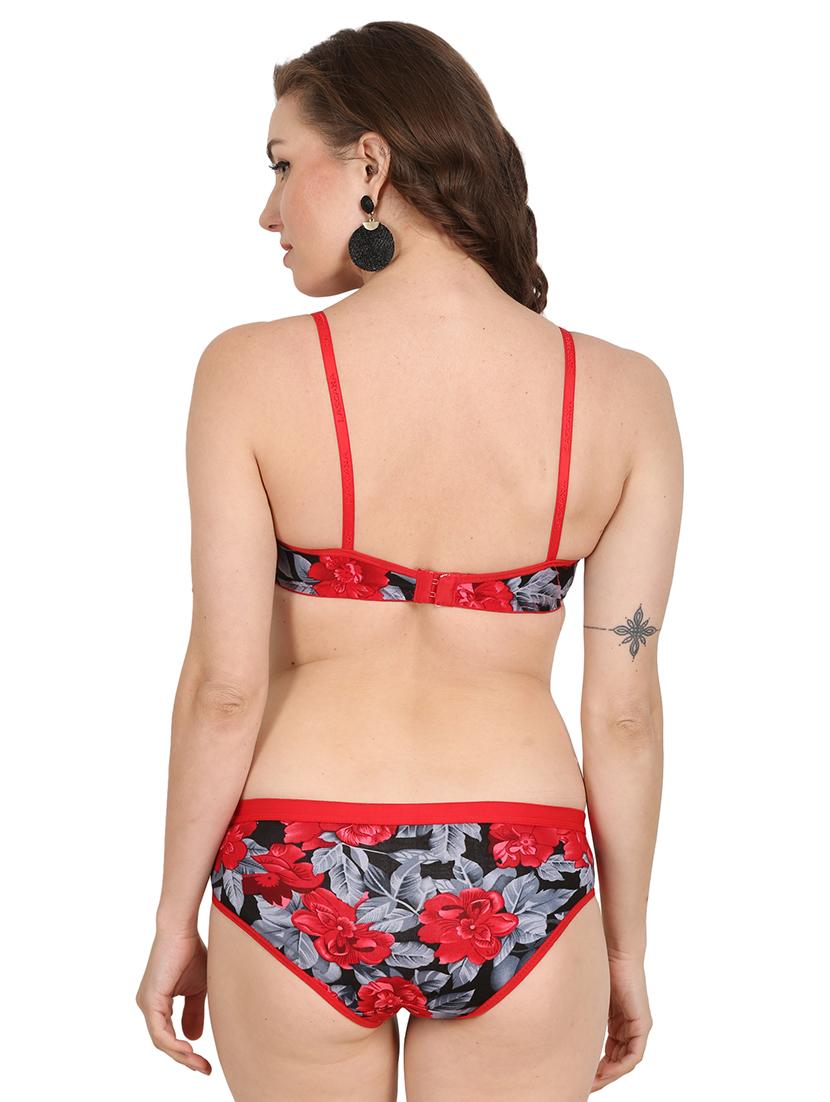 red printed bras and panty set - 18274237 - Standard Image - 2