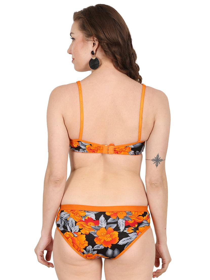 orange printed bra and panty set - 18274238 - Standard Image - 2