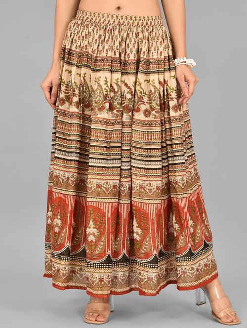mid rise printed flared skirt - 18275085 - Standard Image - 0