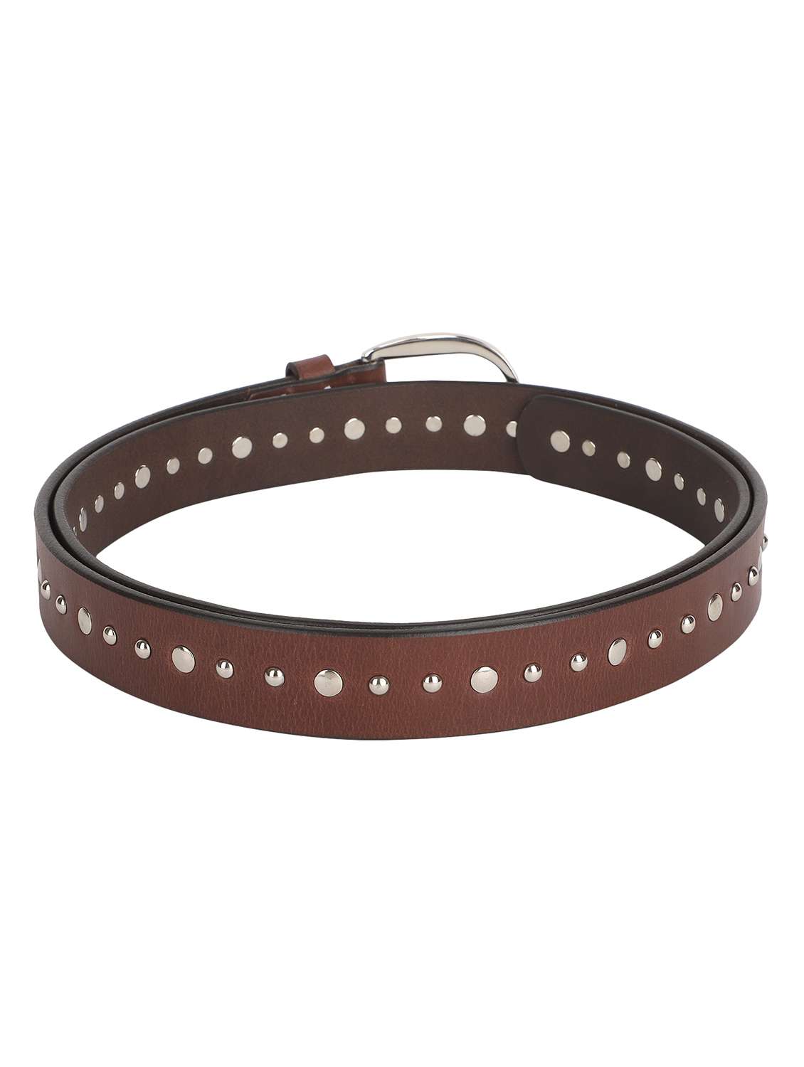 genuine leather brown studded belt - 18275237 - Standard Image - 2