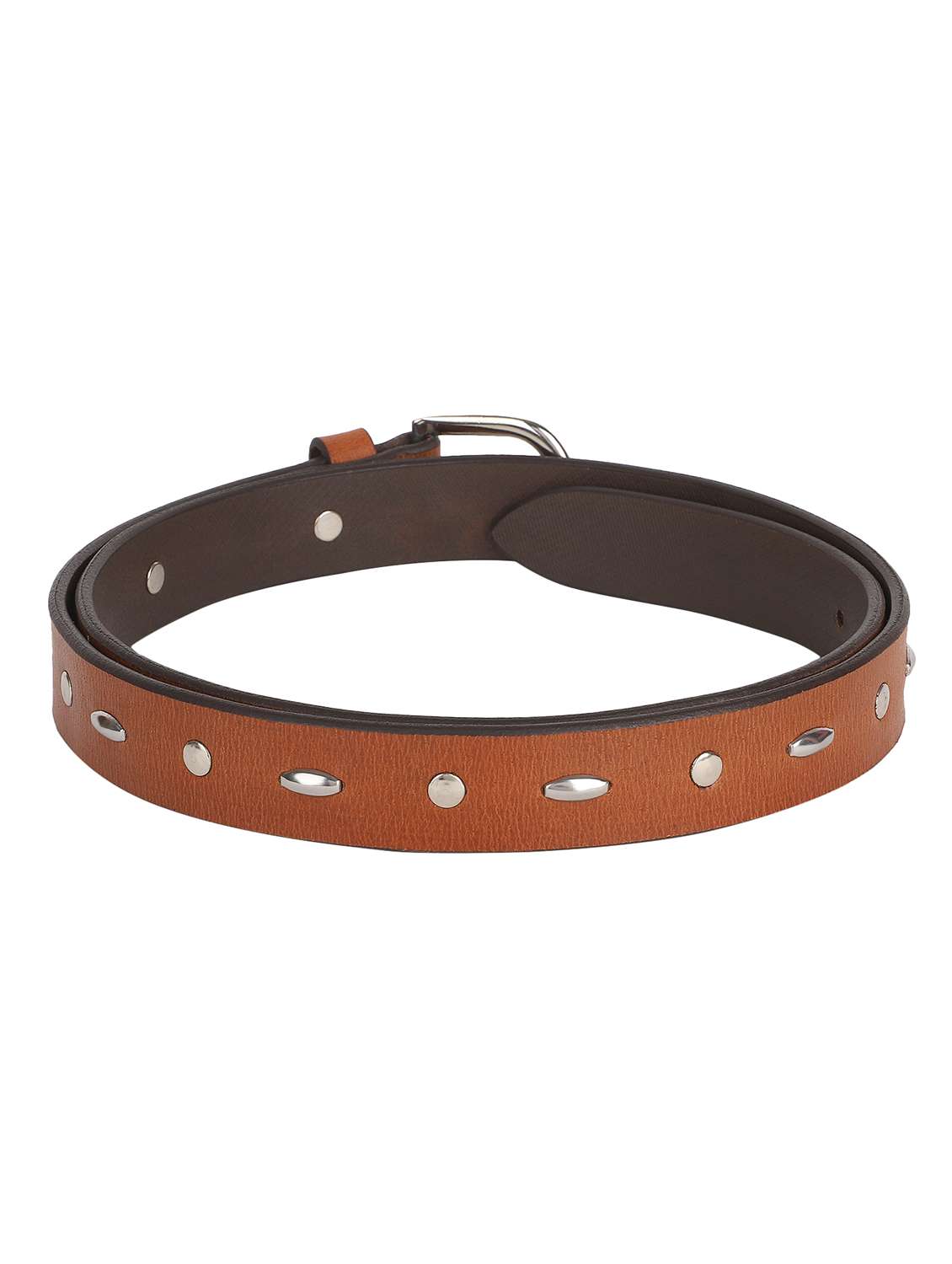 genuine leather brown studded belt - 18275238 - Standard Image - 2