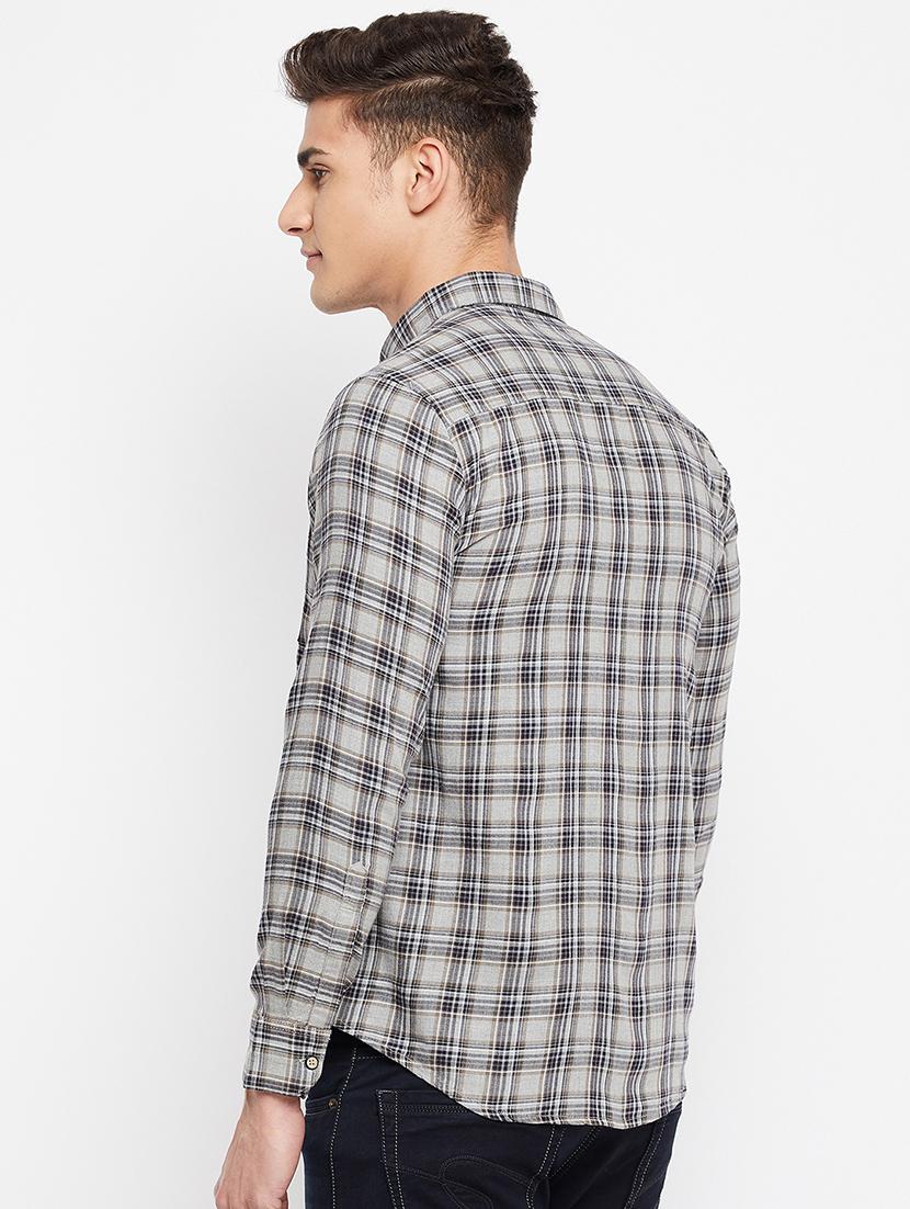 grey checkered casual shirt - 18276058 - Standard Image - 2