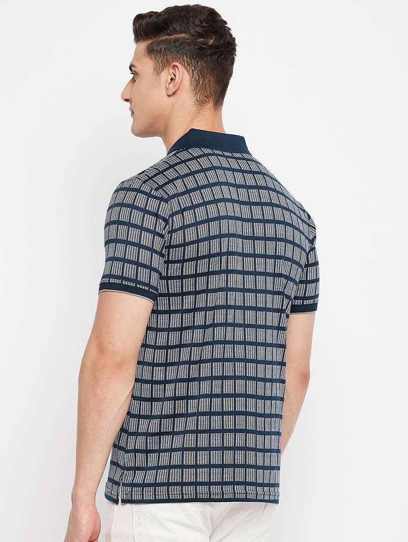 navy blue checkered polo t-shirt - 18276084 -  Standard Image - 2