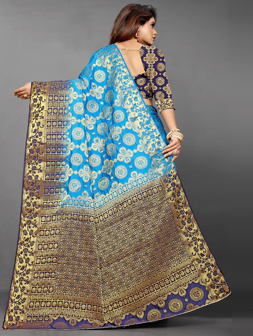 zari work woven saree with blouse - 18276363 - Standard Image - 2