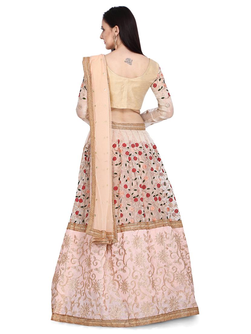 off white organza flared lehenga - 18276445 - Standard Image - 2