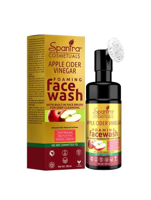 spantra apple cider vinegar foaming face wash with built- in face brush for deep cleaning 100ml face wash - 18276724 -  Standard Image - 0