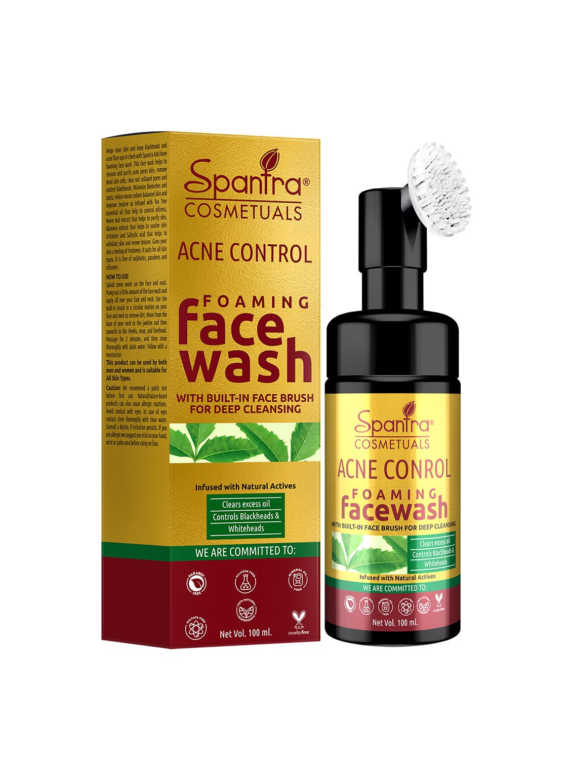 spantra acne control foaming face wash with built - in face brush for deep cleansing , 100ml face wash - 18276733 - Zoom Image - 0