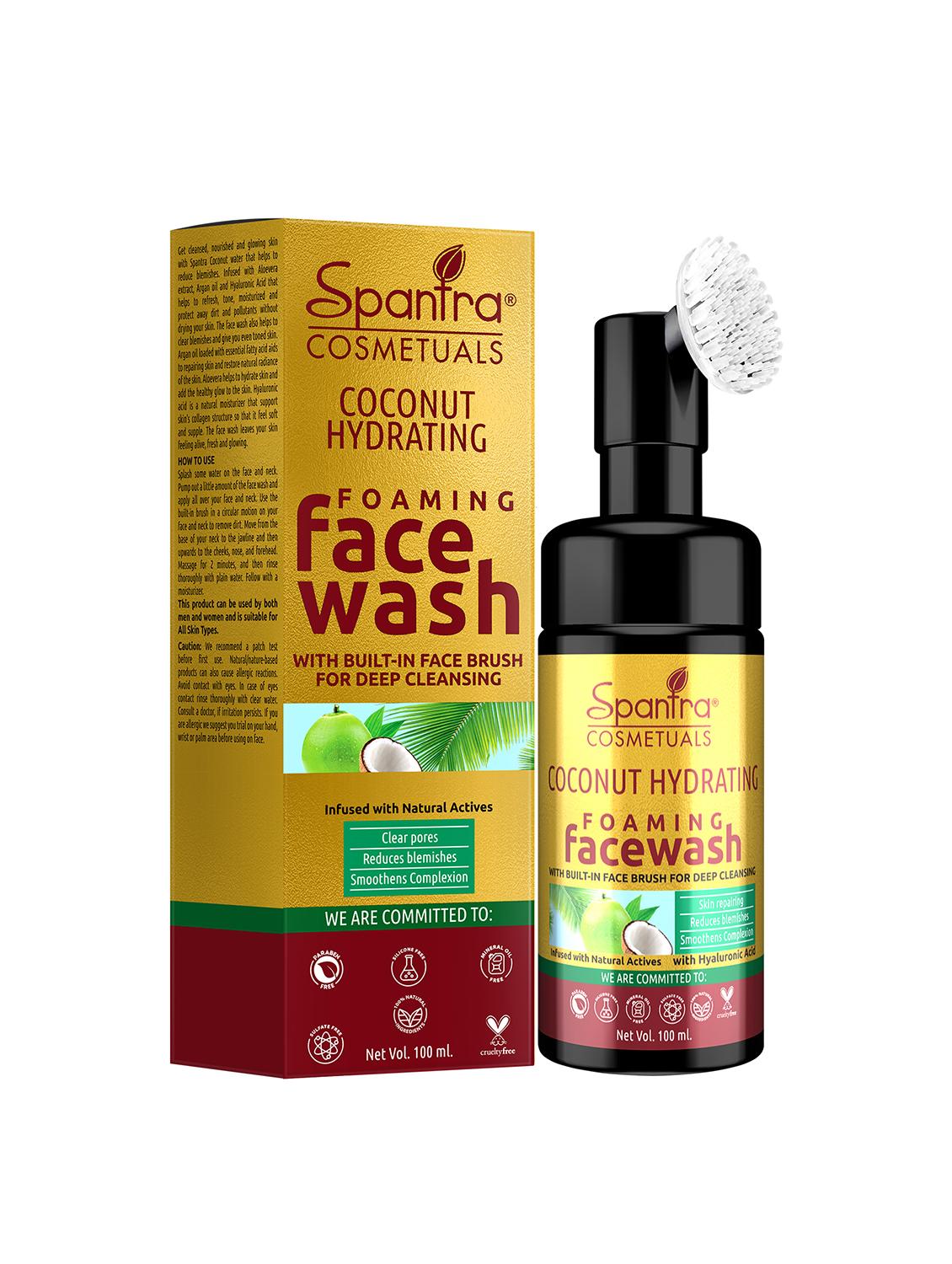 spantra coconut hydarating foaming face wash with built- in face brush for deep cleaning 100ml face wash - 18276737 - Zoom Image - 0