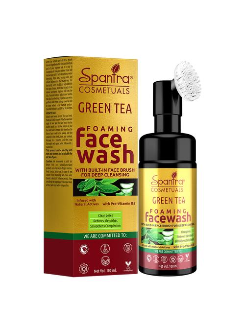 spantra green tea foaming face wash with built- in face brush for deep cleaning 100ml face wash - 18276738 -  Standard Image - 0