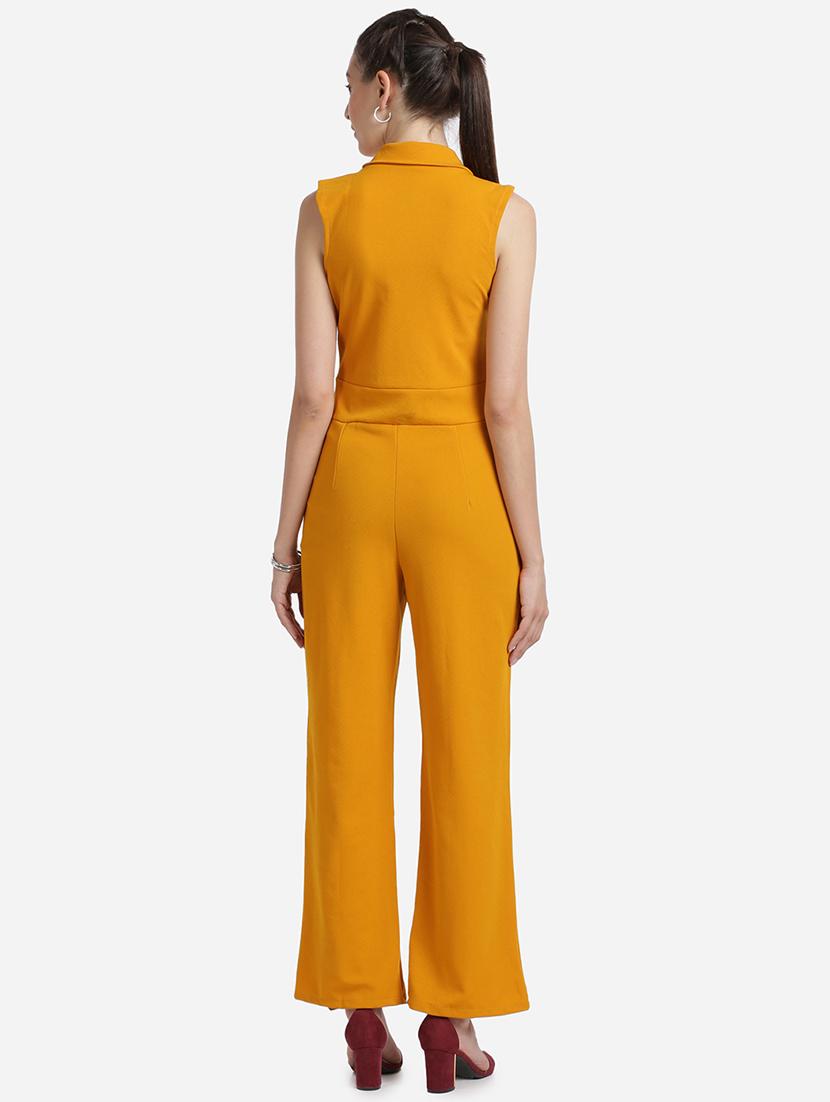 overlap neck solid full leg jumpsuit - 18276748 - Standard Image - 2