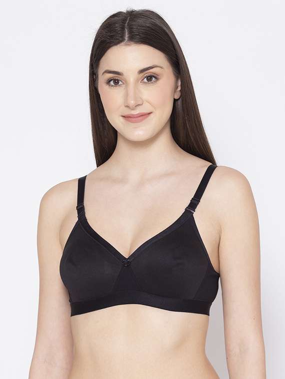 Black Solid T Shirt Bra