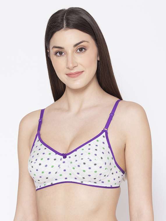 purple printed t-shirt bra