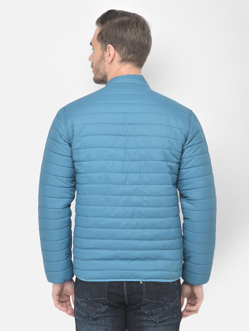 blue solid quilted jacket - 18277557 - Standard Image - 2