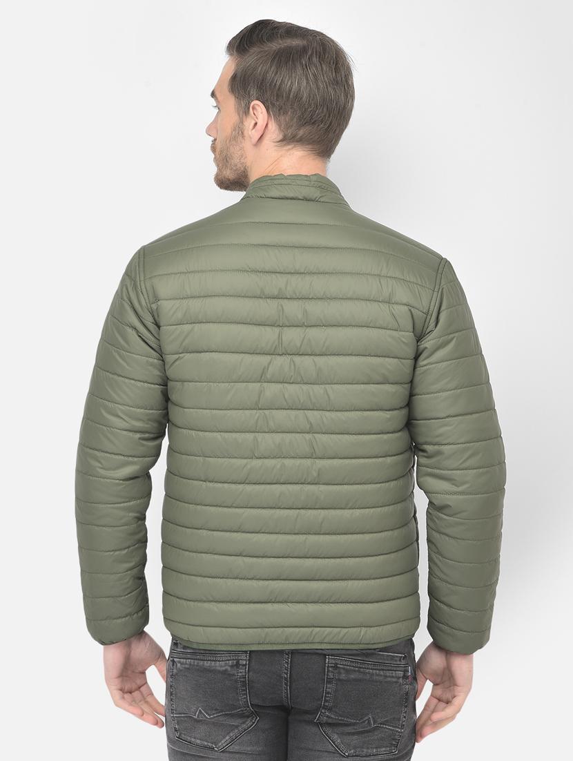 olive green solid quilted jacket - 18277558 - Standard Image - 2