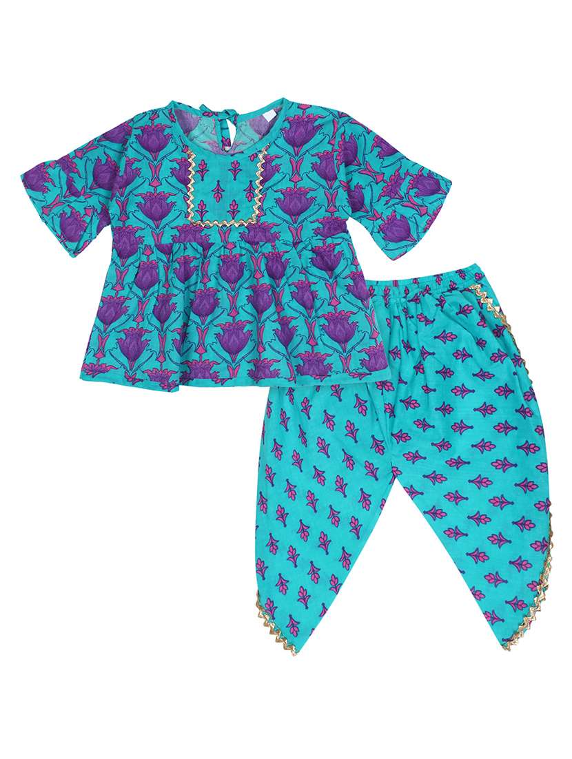 green printed kurta salwar set suit set